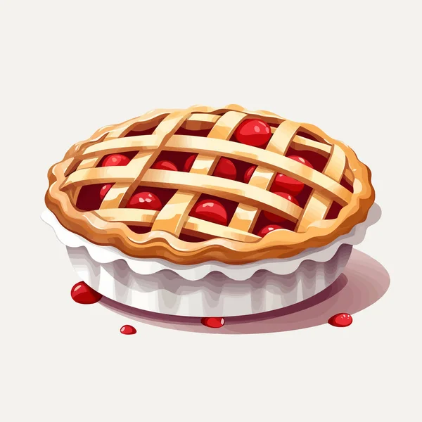 Cherry Pie Vektor Datar Minimalistik Ilustrasi Terisolasi - Stok Vektor