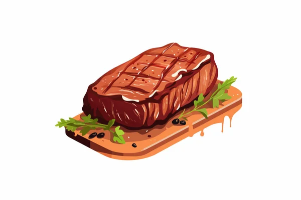 Gekookte Biefstuk Vector Platte Minimalistische Geïsoleerde Illustratie — Stockvector