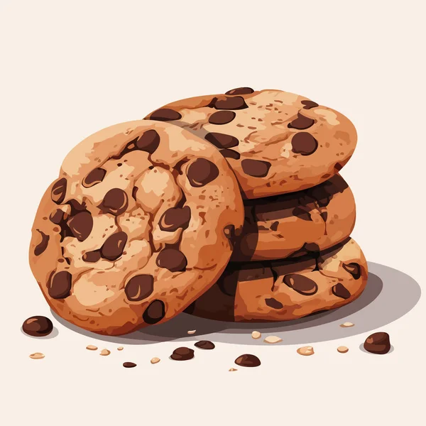 Chocolate Chip Cookies Vektor Flach Minimalistische Isolierte Illustration — Stockvektor