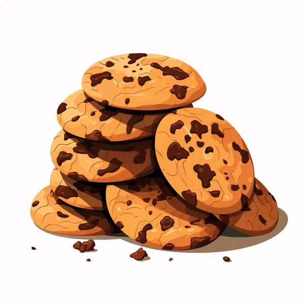 Chocolade Chip Cookies Vector Platte Minimalistische Geïsoleerde Illustratie — Stockvector