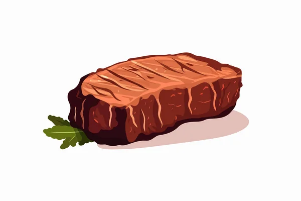 Steak Boeuf Cuit Vecteur Plat Minimaliste Illustration Isolée — Image vectorielle