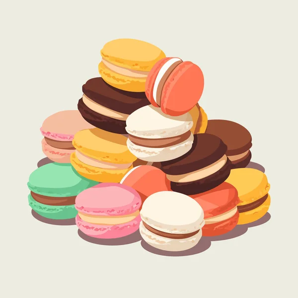 Macarons Vector Platte Minimalistische Geïsoleerde Illustratie — Stockvector