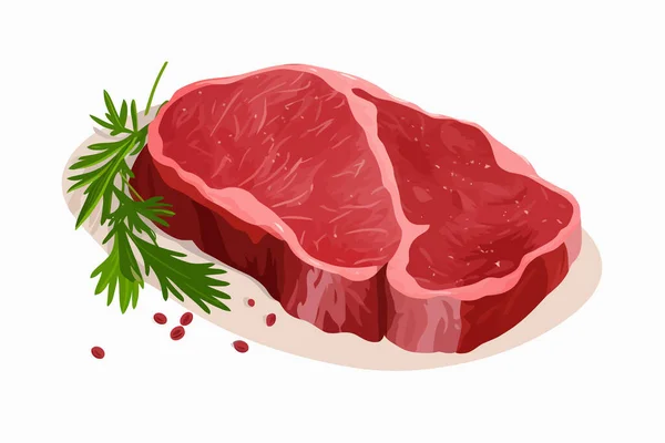 Vecteur Steak Boeuf Cru Plat Minimaliste Illustration Isolée — Image vectorielle