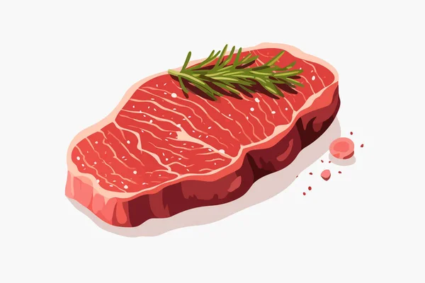 Çiğ Biftek Vektörü Düz Minimalistik Izole Çizim — Stok Vektör