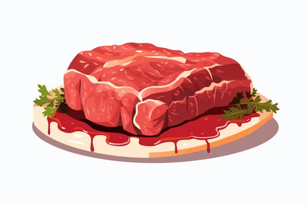 Rauwe Biefstuk Vector Platte Minimalistische Geïsoleerde Illustratie — Stockvector