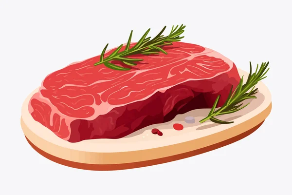 Carne Crua Vetor Plana Minimalista Ilustração Isolada — Vetor de Stock