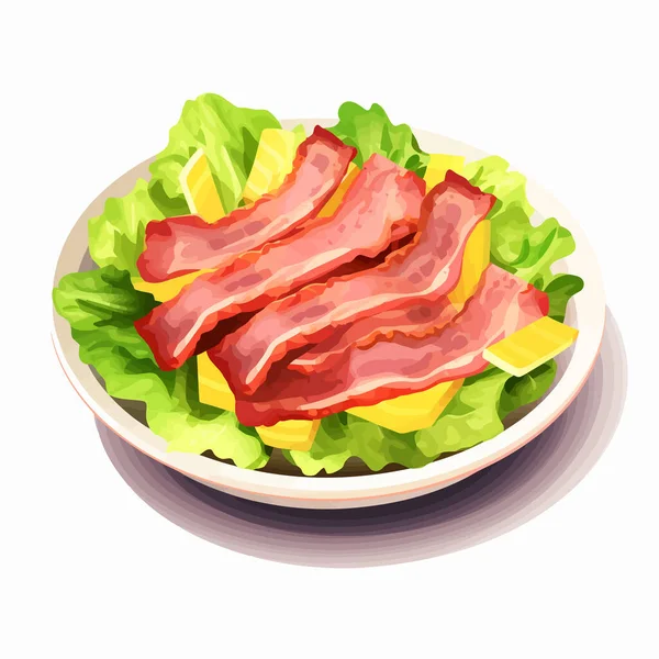 Salade Met Prosciutto Vector Platte Minimalistische Geïsoleerde Illustratie — Stockvector