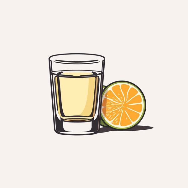 Tequila Shot Vektor Flach Minimalistische Isolierte Illustration — Stockvektor