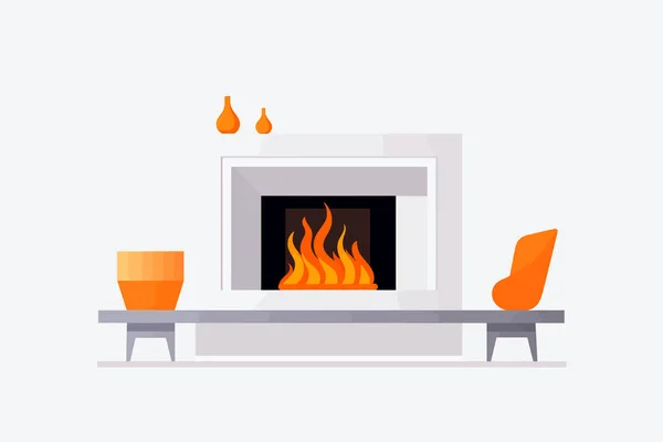 Fireplace Vector Flat Minimalistic Isolated Illustration — Stock Vector