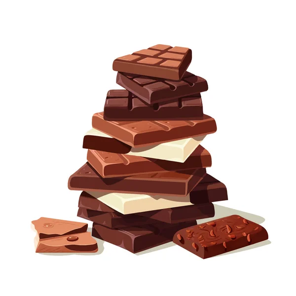 Stapel Van Verschillende Chocolade Vector Platte Geïsoleerde Illustratie — Stockvector