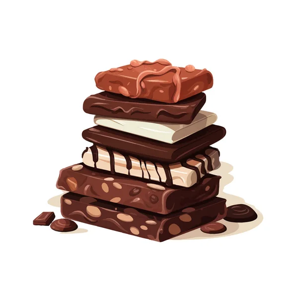 Stapel Van Verschillende Chocolade Vector Platte Geïsoleerde Illustratie — Stockvector