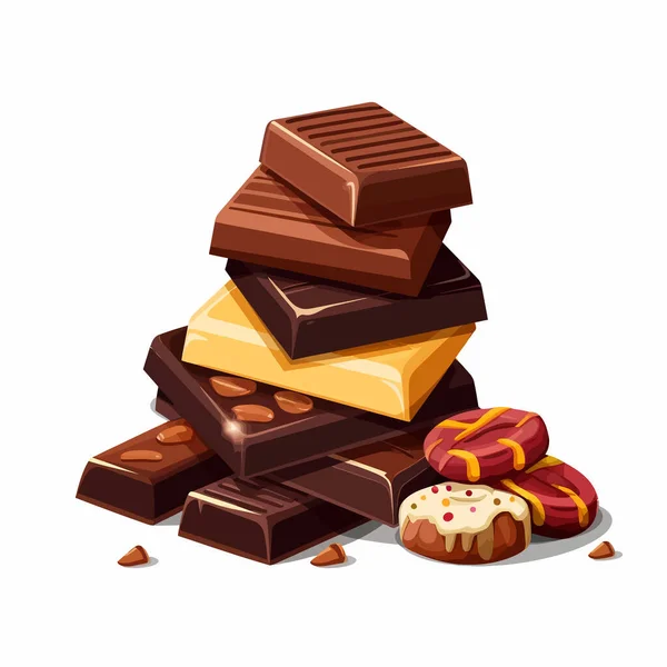 Pile Différents Vecteur Chocolat Plat Illustration Isolée — Image vectorielle