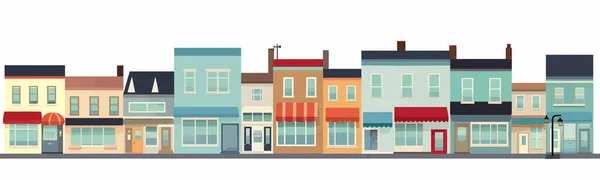 Street Shop Buildings Vector Semplice Illustrazione Isolata Liscia — Vettoriale Stock