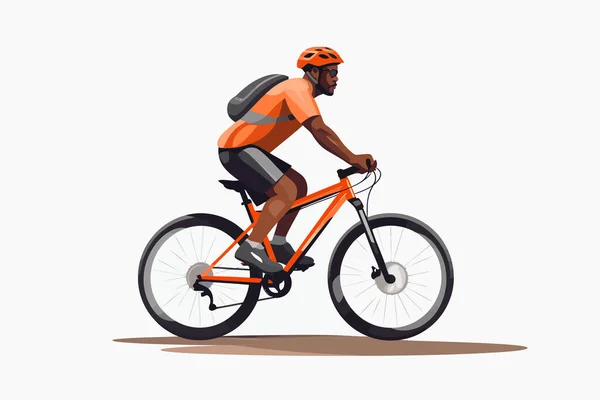 Hombre Negro Montar Bicicleta Vector Plano Aislado Ilustración — Archivo Imágenes Vectoriales