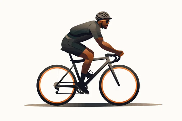 サイクルベクトル平らな隔離されたイラストに乗る黒人男性 — ストックベクタ