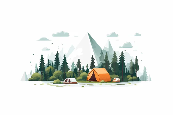 Camping Wektor Płaski Minimalistyczny Izolowane Ilustracja — Wektor stockowy