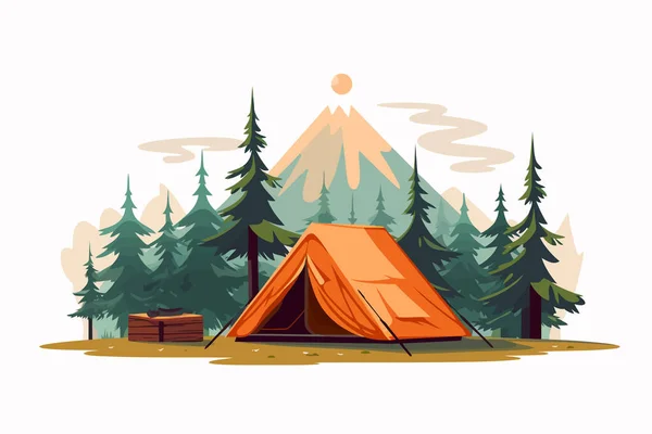 Camping Vetor Plana Minimalista Ilustração Isolada —  Vetores de Stock