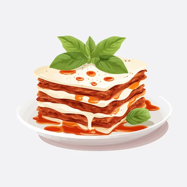 Lasagna Vector Platte Minimalistische Geïsoleerde Illustratie — Stockvector