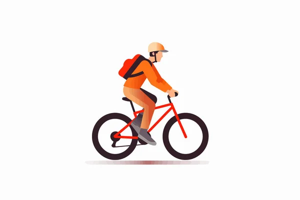 Homme Équitation Vélo Vecteur Plat Minimaliste Illustration Isolée — Image vectorielle