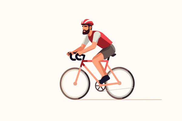 Homem Equitação Bycicle Vetor Plana Minimalista Isolado Ilustração — Vetor de Stock