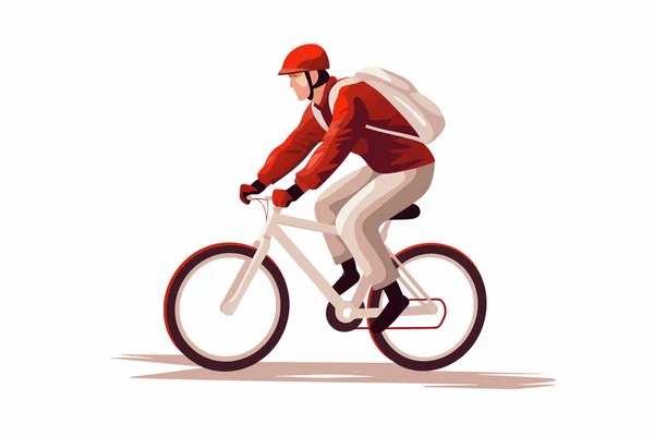劇的な映画ショットアクションの単離されたイラストをバイサイクルに乗る男 — ストックベクタ