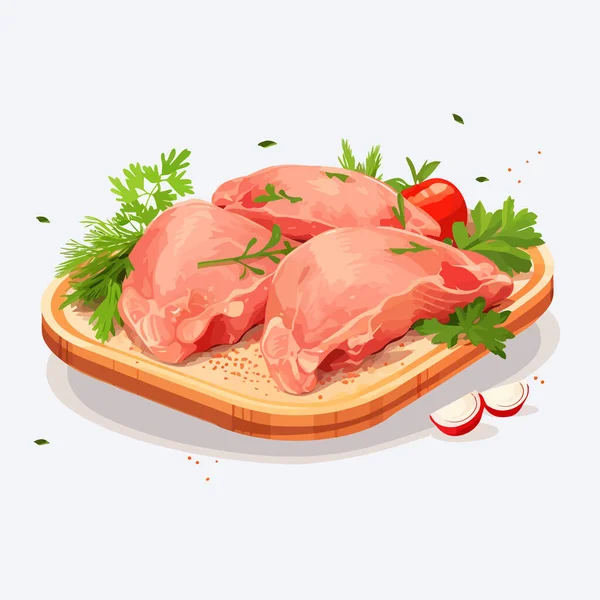Vettore Carne Pollo Crudo Piatto Illustrazione Isolata Minimalista — Vettoriale Stock