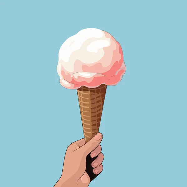 アイスクリームベクターのスコップフラットミニマリスティック分離イラスト — ストックベクタ