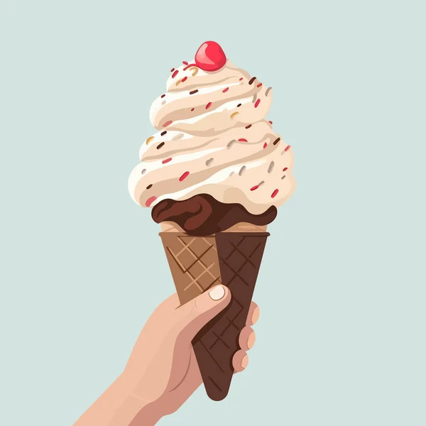 Dondurma Vektörü Kepçesi Düz Minimalist Izole Çizim — Stok Vektör