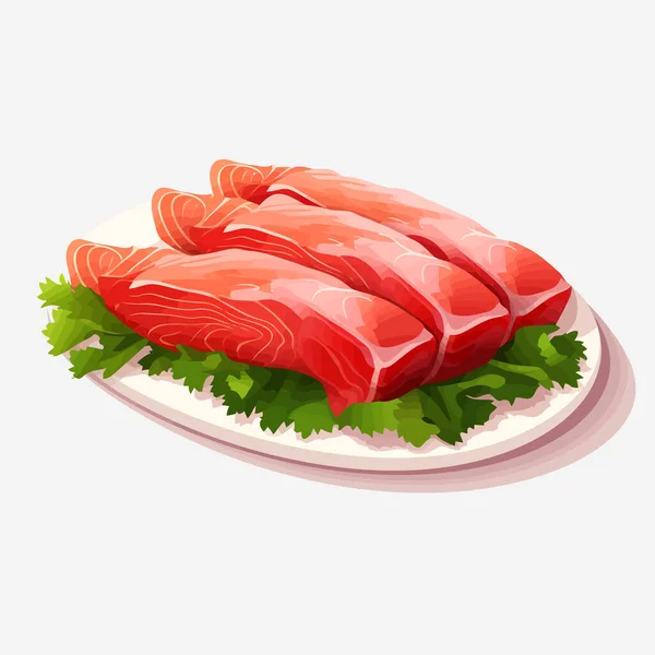 Tuna Sashimi Vector Flat Minimalistic Isolated Illustration — Stock Vector