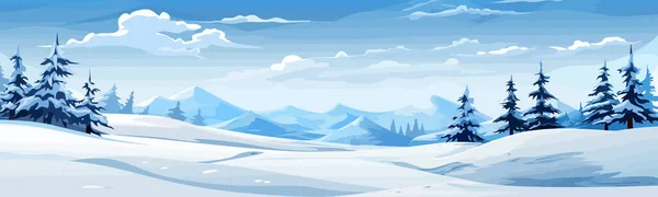 Schneebedeckte Landschaft Vektor Flach Minimalistische Isolierte Illustration — Stockvektor