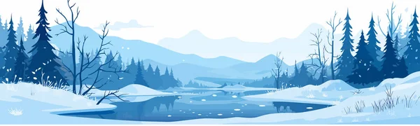 雪景観ベクトルフラットミニマリスティック分離イラスト — ストックベクタ