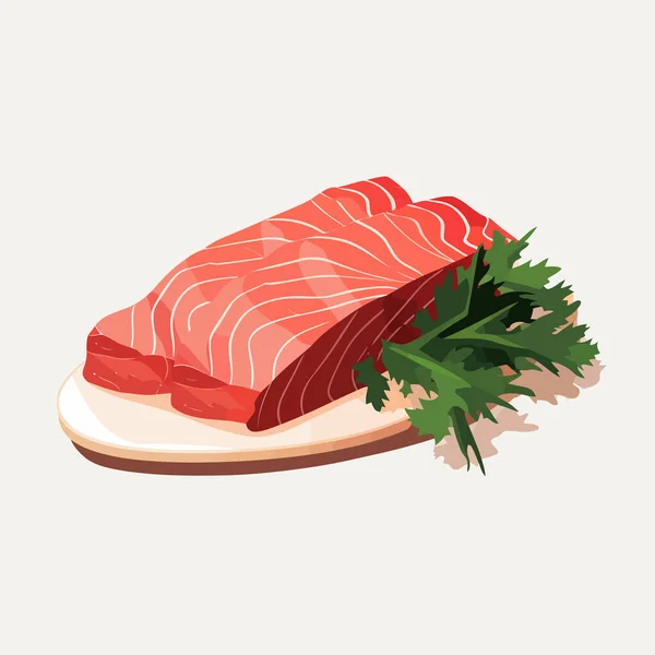 Tonijn Sashimi Vector Platte Minimalistische Geïsoleerde Illustratie — Stockvector