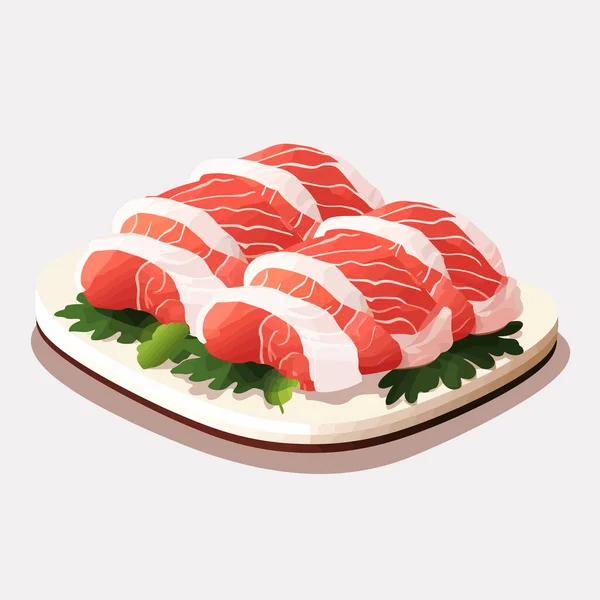 Tuna Sashimi Vetor Plana Minimalista Ilustração Isolada — Vetor de Stock