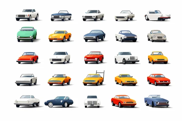 Samochody Zestaw Wektor Płaski Minimalistyczne Izolowane Ilustracji — Wektor stockowy