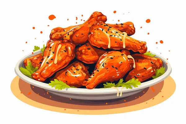Grilled Chicken Wings Vector Flat Minimalistic Isolated Illustration — Stock Vector