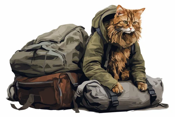 Obdachlose Katze Vektor Wohnung Minimalistische Isolierte Illustration — Stockvektor