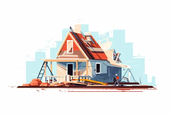 Construction Maison Vecteur Plat Minimaliste Illustration Isolée — Image vectorielle