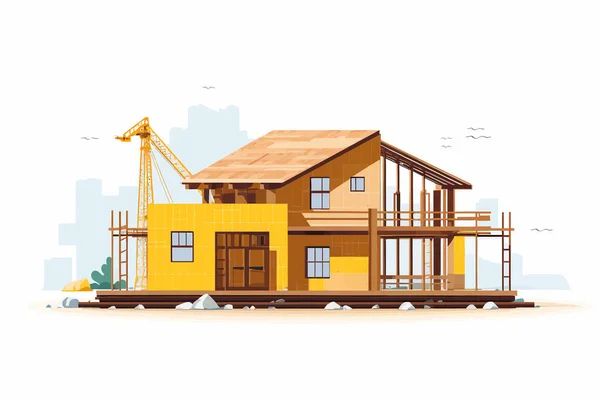 Casa Vector Construcción Plana Ilustración Aislada Minimalista — Vector de stock