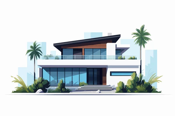 Casa Moderna Vector Plano Minimalista Aislado Ilustración — Vector de stock