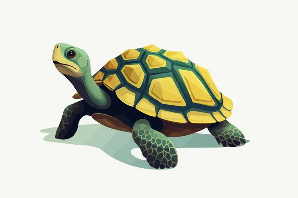 Kaplumbağa Izometrik Vektörü Düz Minimalist Izole Çizim — Stok Vektör