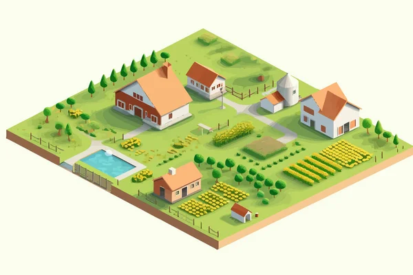 Mezőgazdaság Izometrikus Vektor Lapos Minimalista Elszigetelt Illusztráció — Stock Vector