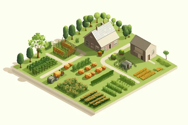 Agriculture Isométrique Vecteur Plat Minimaliste Isolé Illustration — Image vectorielle