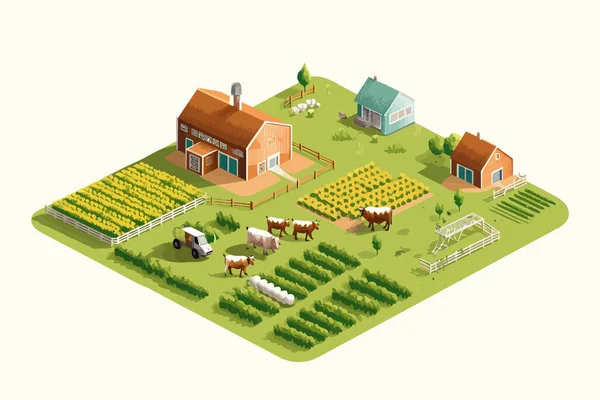 Agriculture Isométrique Vecteur Plat Minimaliste Isolé Illustration — Image vectorielle