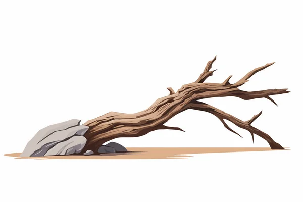 Driftwood Vector Plat Ilustrație Izolată Minimalistă — Vector de stoc