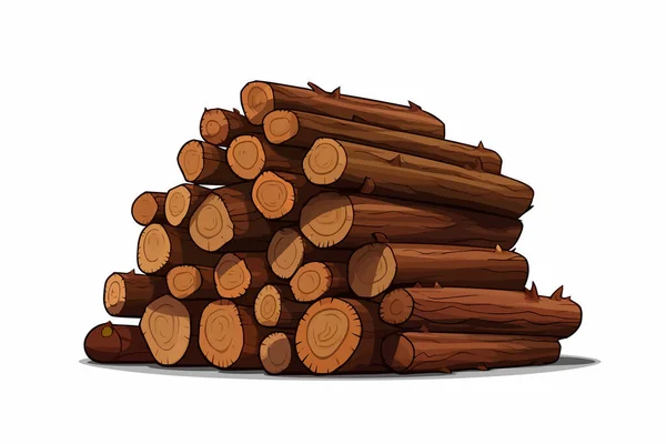 Hromada Vektoru Dřeva Ploché Minimalistické Izolované Ilustrace — Stockový vektor