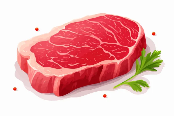 Carne Crua Vetor Plana Minimalista Ilustração Isolada —  Vetores de Stock