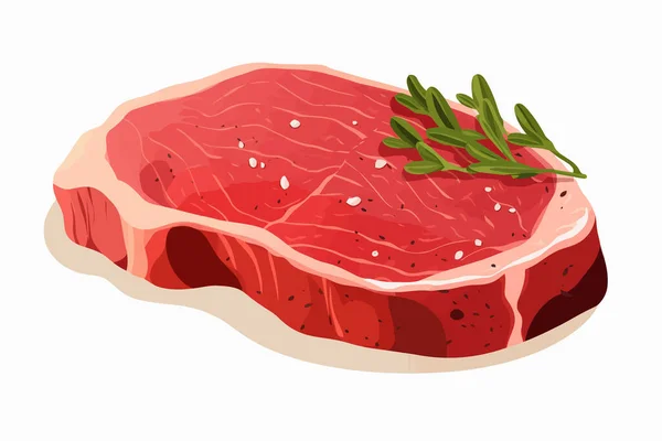 Steak Mentah Vektor Steak Datar Minimalis Ilustrasi Terisolasi - Stok Vektor