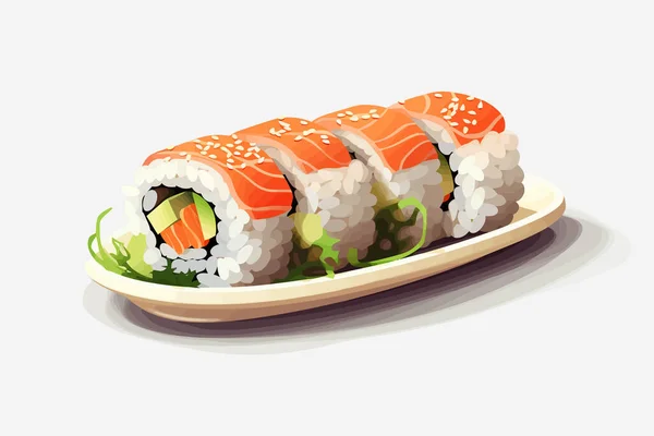 Sushi Vetor Plano Minimalista Ativo Isolado Ilustração — Vetor de Stock