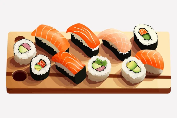 Aset Sushi Vektor Flat Minimalistik Ilustrasi Terisolasi - Stok Vektor