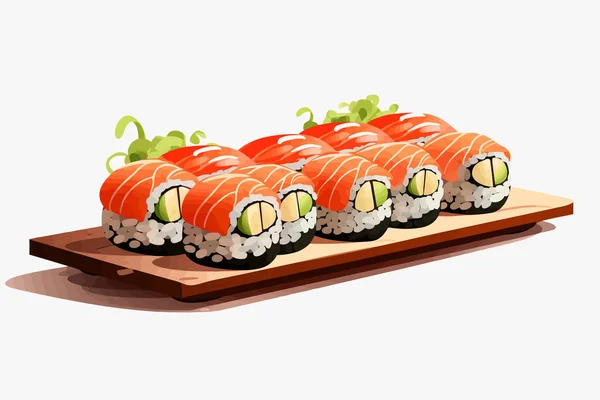Sushi Vektor Plochý Minimalistický Majetek Izolované Ilustrace — Stockový vektor